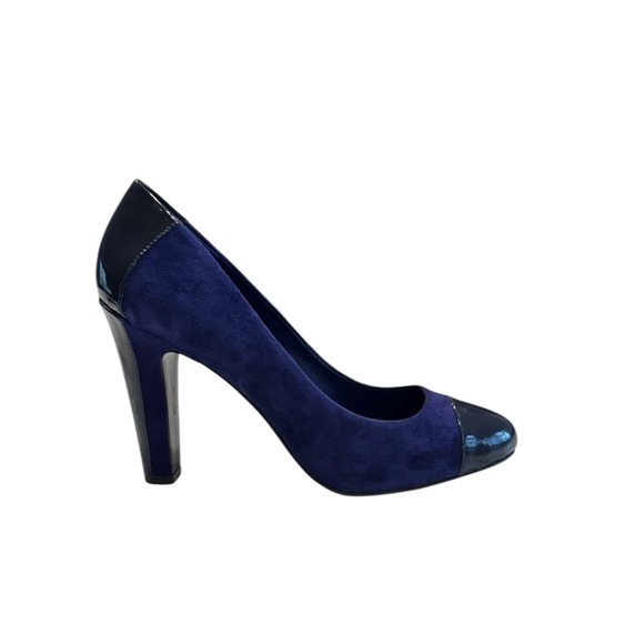 Lauren Ralph Lauren Women’s Blue Suede‎ and Patent Leather Heels Size 9B - Picture 1 of 8